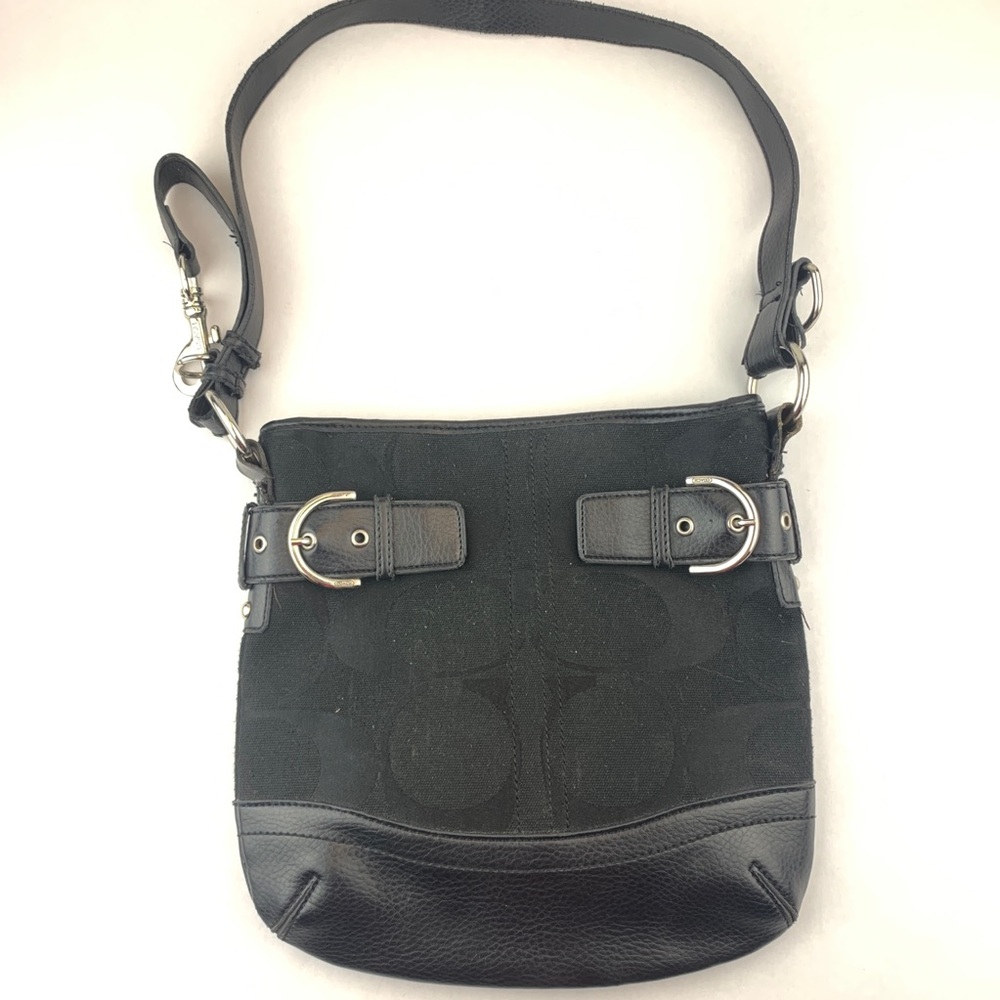 COACH Signature Jacquard Black Canvas Purse 11x11